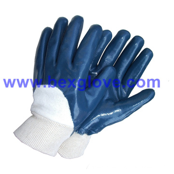 Cotton Jersey Liner, Nitrile Coating, Half Coated Safety Gloves